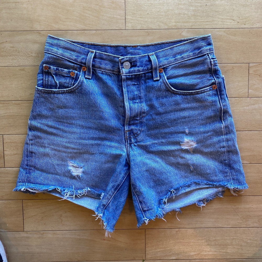 Levi's Blue Distressed Denim Cutoff Shorts